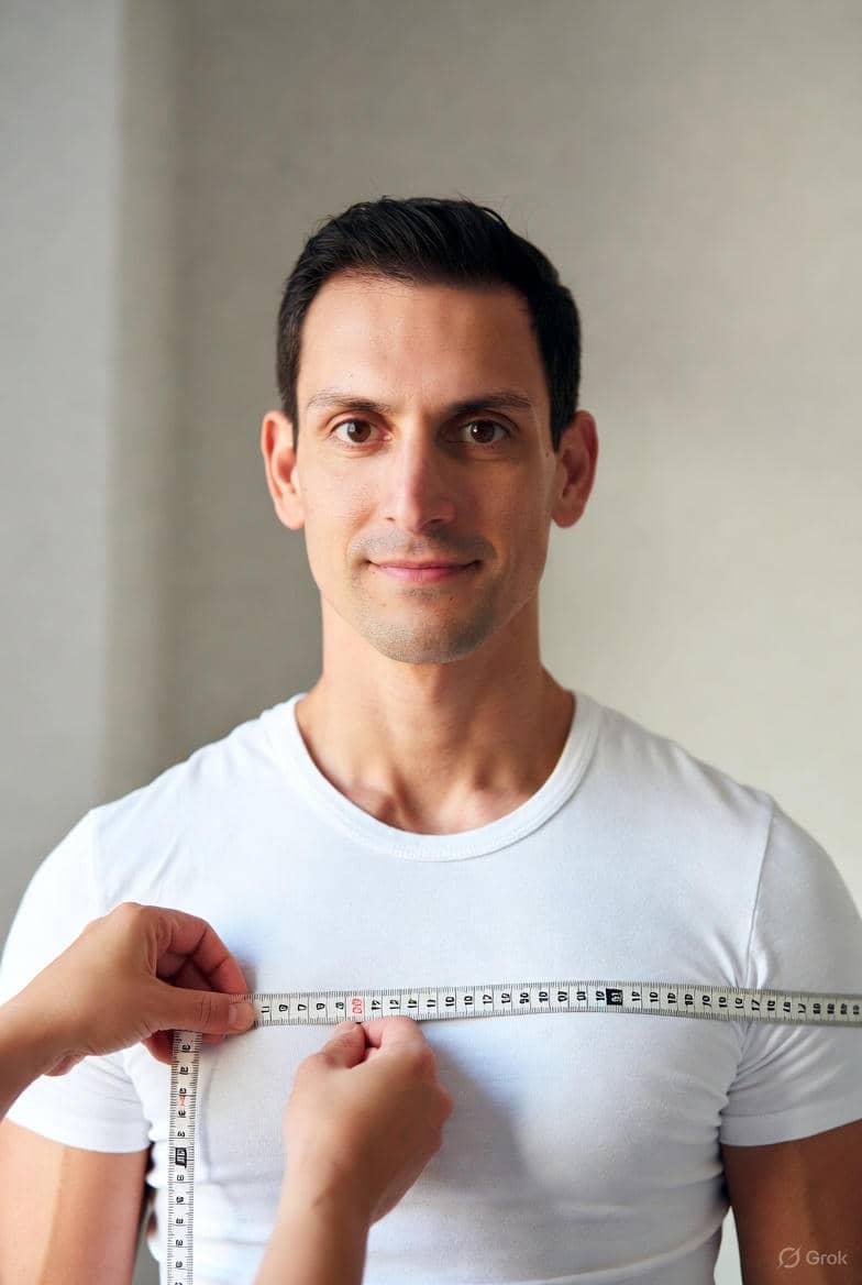 Professional tailor measuring men's body for custom suit fitting in Koh Samui