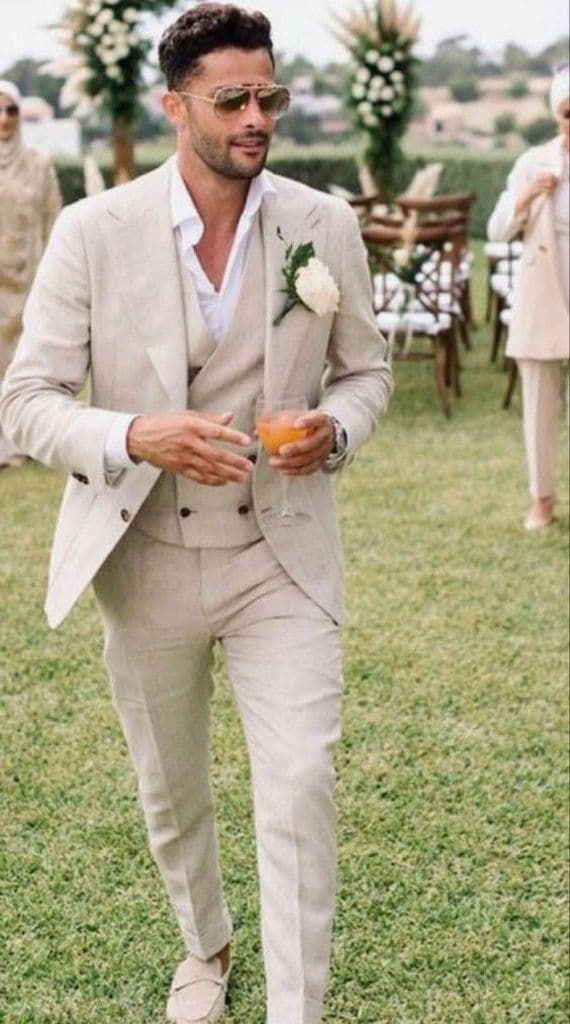 Lightweight linen suit for tropical wedding Koh Samui tailor