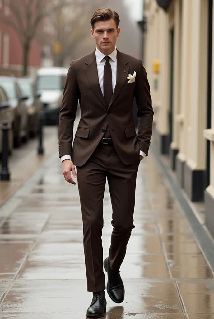 Light brown single-breasted suit tailored in Koh Samui Thailand