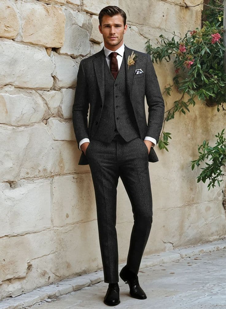 Gray tweed custom suit handcrafted by best tailor in Koh Samui