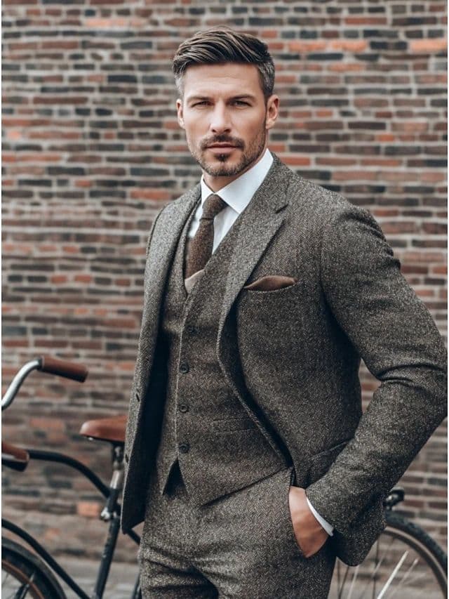 Heritage style gray tweed suit handcrafted Koh Samui