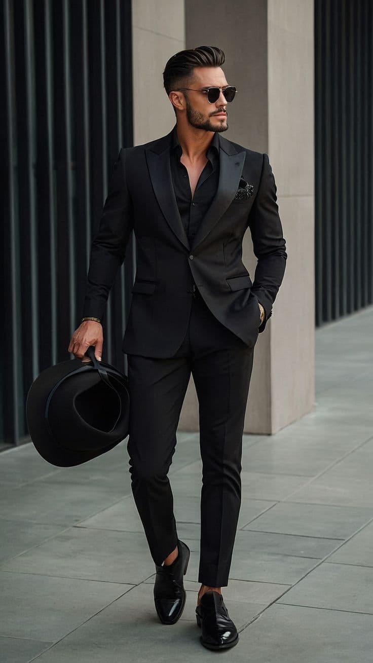 Brown pinstripe suit koh samui