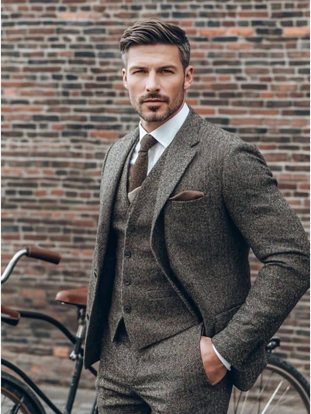Heritage style gray tweed suit handcrafted Koh Samui