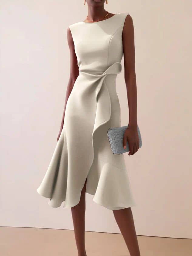 Classic white formal dress custom tailored in Koh Samui